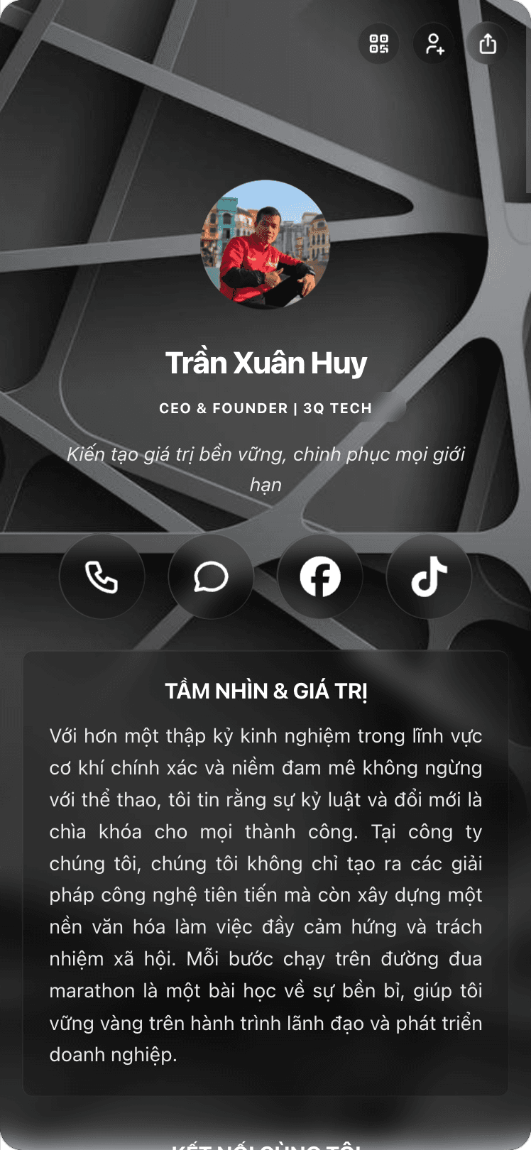 Trang bio của Huy CEO trên viet.bio