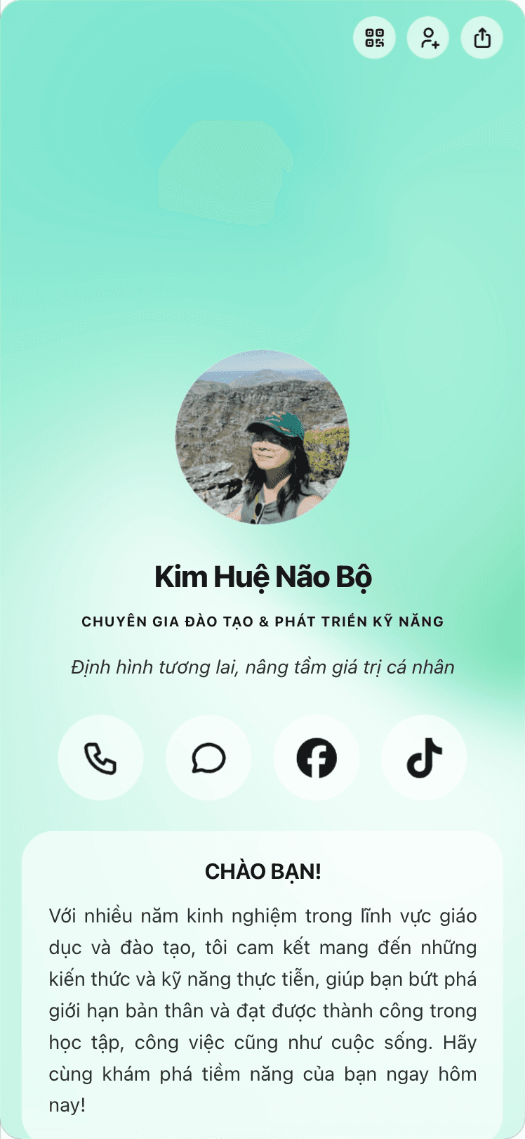 Trang bio của Huệ Kim trên viet.bio