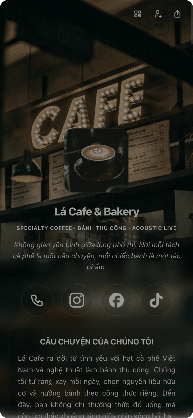 Trang bio của Lá Cafe trên viet.bio